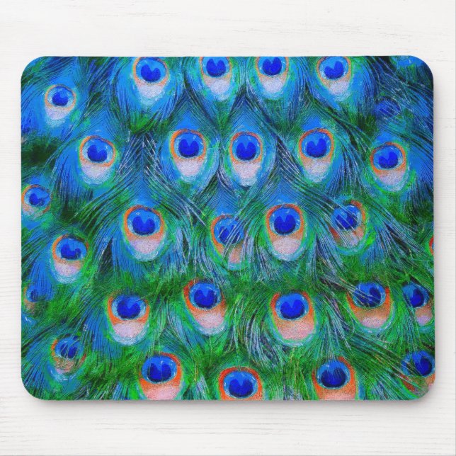 Peacock Feather Blue Mousepad (Vorne)