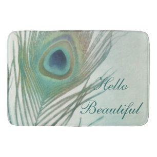Peacock Feather Boho Chic Wasserfarbe Custom Badematte