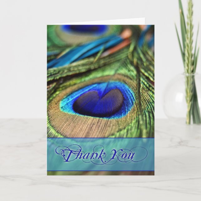 Peacock Feather Dankeschön Card Dankeskarte (Vorderseite)