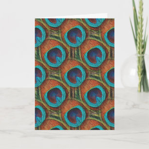 Peacock Feather Design Happy Birthday Card Karte