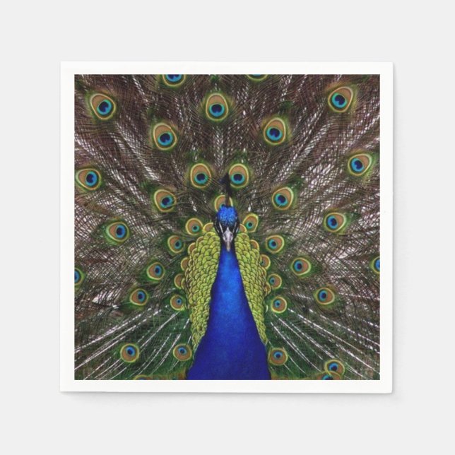 Peacock Feather Display Foto Serviette (Vorderseite)