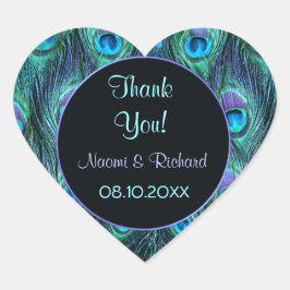 Peacock Feather Drama - Danke Siegel - Anpassen Herz-Aufkleber