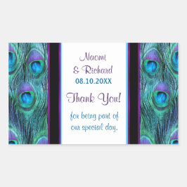Peacock Feather Drama - Danke Siegel - Anpassen Rechteckiger Aufkleber
