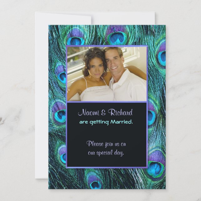 Peacock Feather Drama - Einladung zur Hochzeit im  (Vorderseite)
