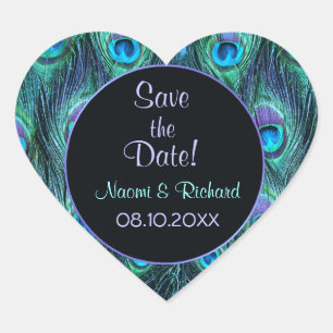 Peacock Feather Drama - Hochzeitsfest - Siegel - A Herz-Aufkleber