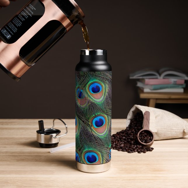 Peacock Feather Eyespot Pattern Trinkflasche (Kaffee)