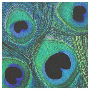 Peacock Feather Fabric Aquamarin Aqua Blue Green B Stoff