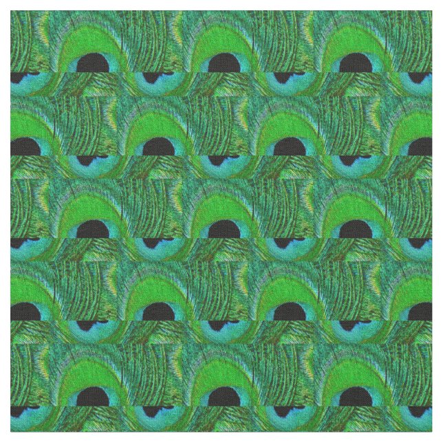 Peacock Feather Fabric - Green Aqua Blue Black Stoff (Nahaufnahme)