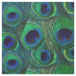 Peacock Feather Fabric - Green Aquamarin Blue Navy Stoff
