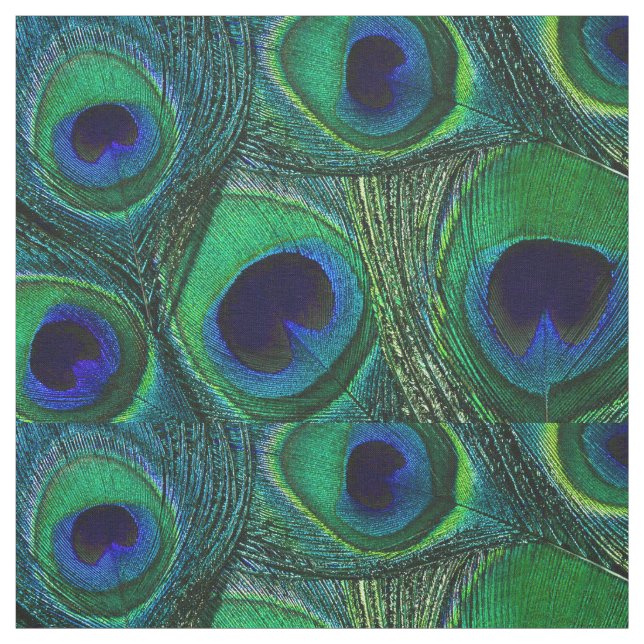 Peacock Feather Fabric - Green Aquamarin Blue Navy Stoff (Muster)