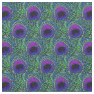 Peacock Feather Fabric - Green Violet Lila Black Stoff