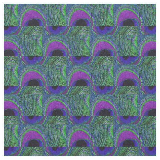 Peacock Feather Fabric - Green Violet Lila Black Stoff (Nahaufnahme)