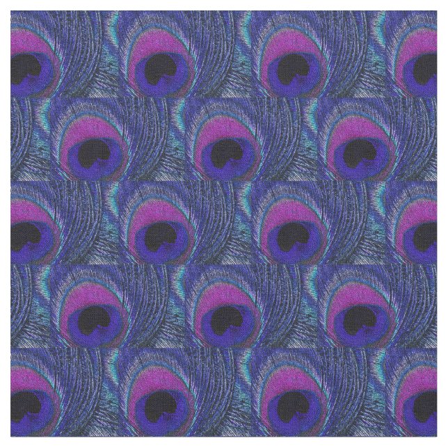 Peacock Feather Fabric - Lila Violet Aqua Stoff (Nahaufnahme)