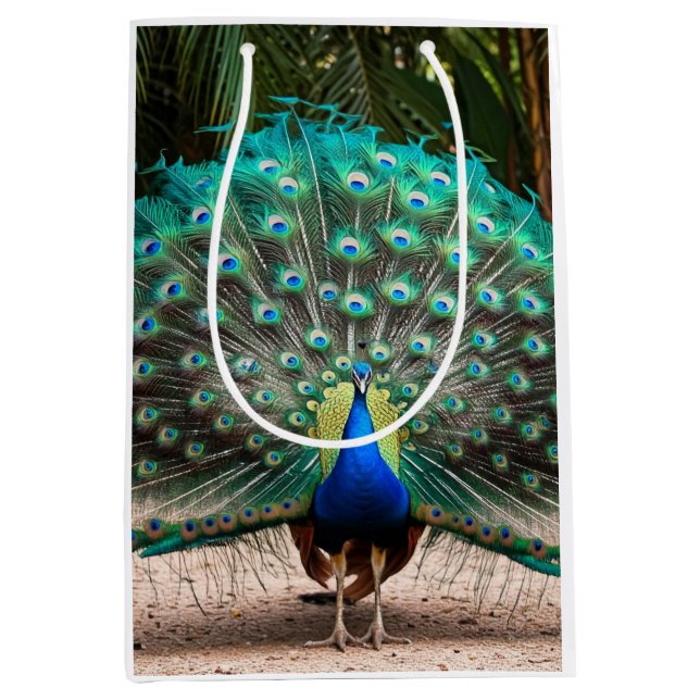 Peacock Feather Fanning Mittlere Geschenktüte (Vorderseite)