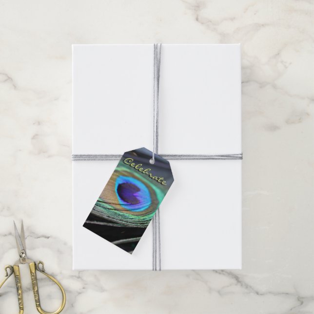 Peacock Feather feiert benutzerdefinierte Gift-Tag Geschenkanhänger (Mit Garn)