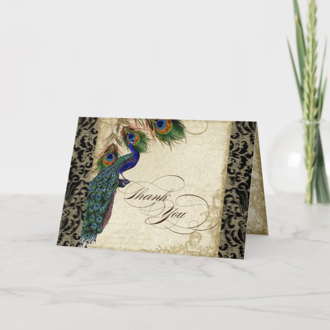 Peacock & Feather Formal Vielen Dank, dass Sie sic Dankeskarte (Vorderseite)