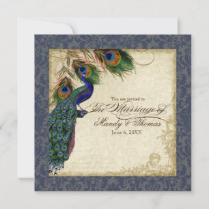 Peacock & Feather Formal Wedding Einladung Royal B