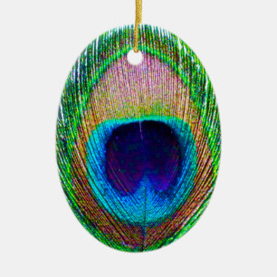 Peacock Feather Foto Weihnachtsdekoration Keramikornament