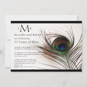 Peacock Feather Glamour Hochzeitstag Einladung