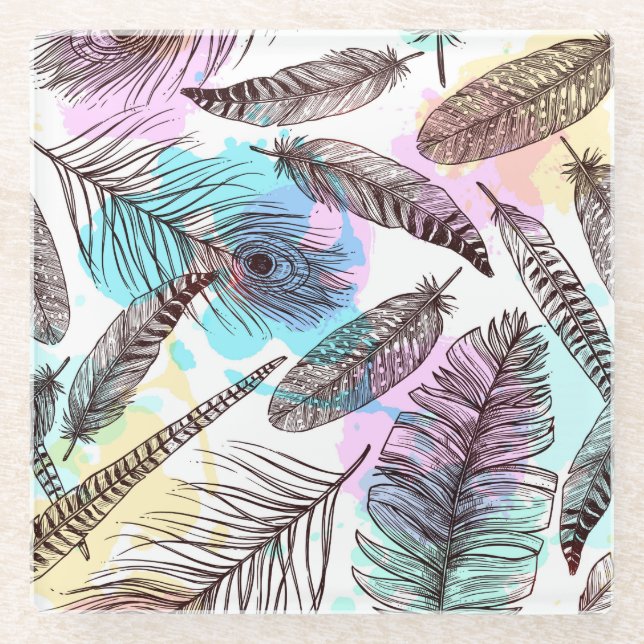 Peacock Feather Glasuntersetzer (Vorderseite)