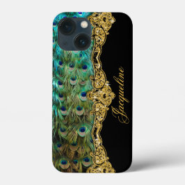 Peacock Feather Gold Glitzer Vintager Skriptname Case-Mate iPhone Hülle