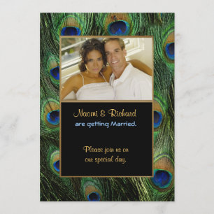 Peacock Feather Green-Foto Hochzeitseinladung Einladung