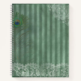 Peacock Feather Green Strip Vintag Journal Notizbuch