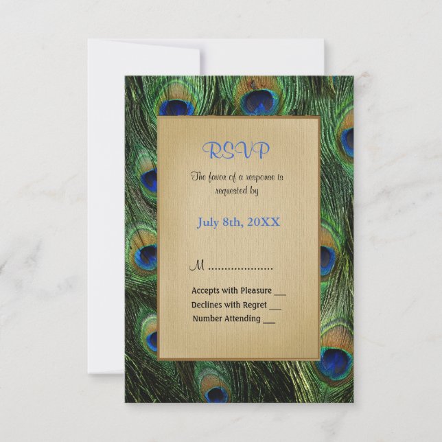 Peacock Feather Green Wedding - UAWG RSVP Karte (Vorderseite)