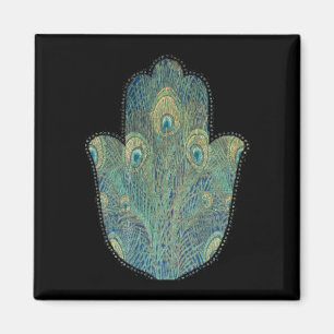Peacock Feather Hamsa Magnet