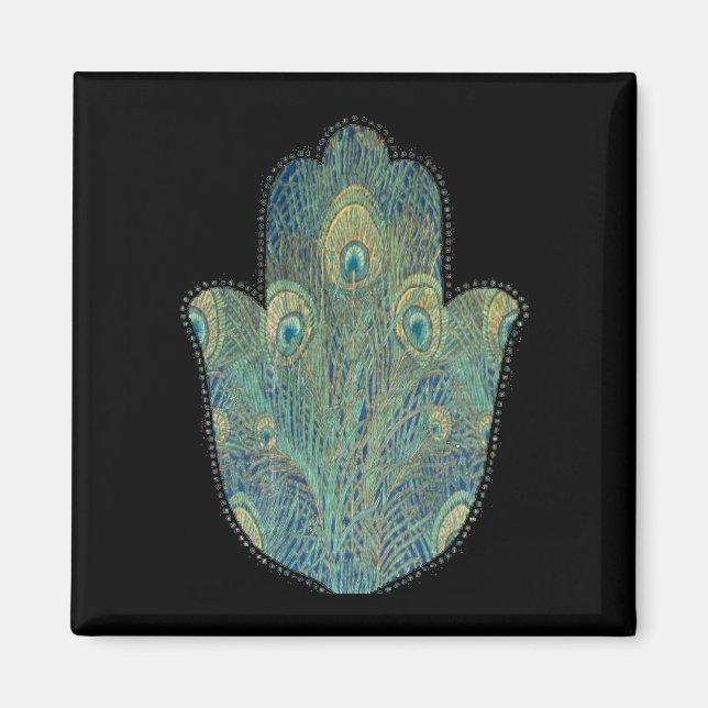 Peacock Feather Hamsa Magnet (Vorne)