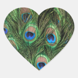 Peacock Feather Heart Herz-Aufkleber