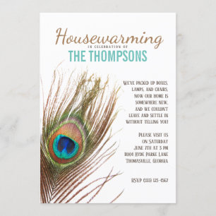 Peacock Feather Housewarming Einladung