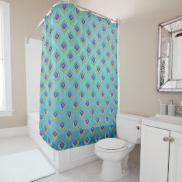 Peacock Feather Ikat Pattern Dusche Badezimmer Dek Duschvorhang
