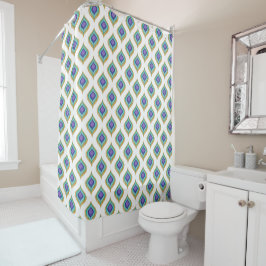 Peacock Feather Ikat Pattern Dusche Badezimmer Dek Duschvorhang