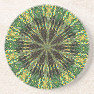 Peacock Feather Kaleidoscope 2 Sandstein Untersetzer
