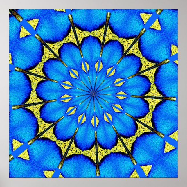 Peacock Feather Kaleidoscope 4 Poster (Vorne)