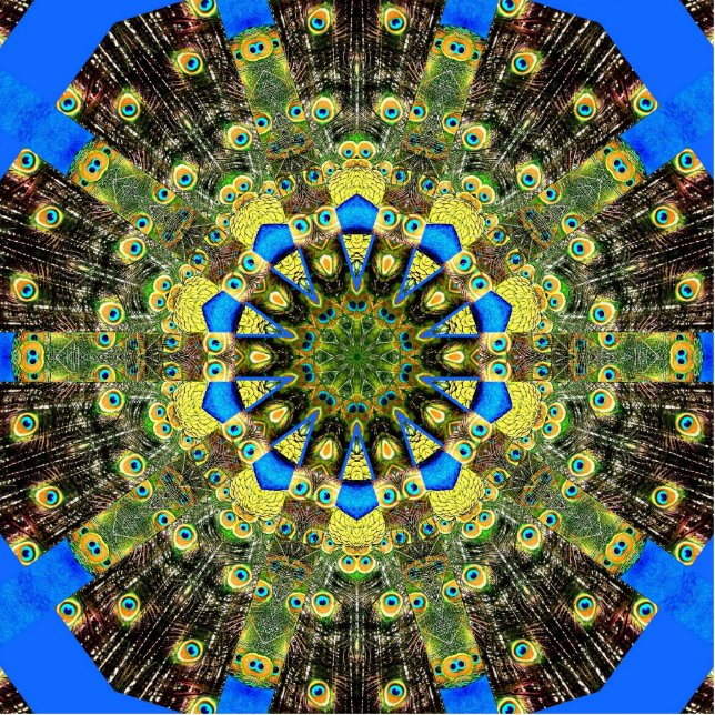 Peacock Feather Kaleidoskop 1 Freistehende Fotoskulptur (Vorne)