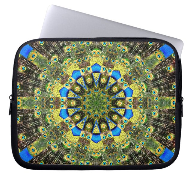 Peacock Feather Kaleidoskop 1 Laptopschutzhülle (Vorderseite)