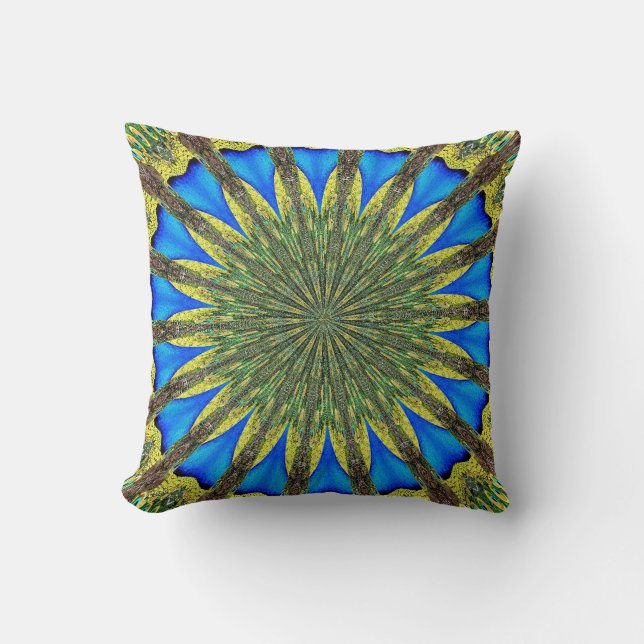 Peacock Feather Kaleidoskop 3 Kissen (Vorderseite)