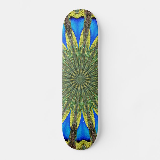 Peacock Feather Kaleidoskop 3 Skateboard (Vorderseite)