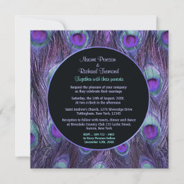 Peacock Feather Lila Drama Wedding Einladung