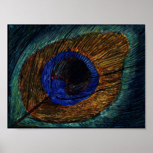 Peacock Feather Macro Poster