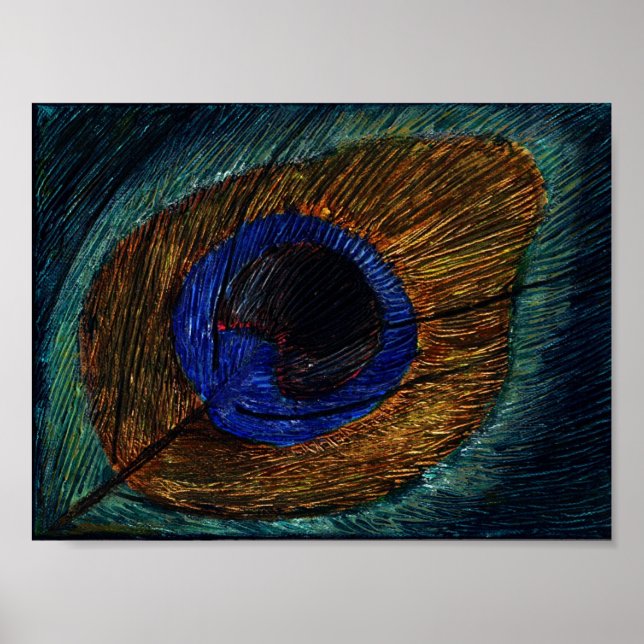 Peacock Feather Macro Poster (Vorne)