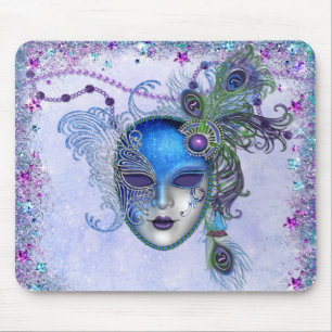 Peacock Feather Masquerade Mask Mousepad