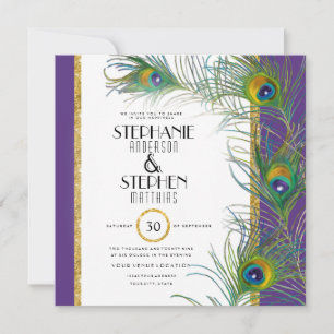 Peacock Feather Modern Typografy Indian Weddings Einladung