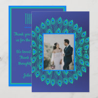 PEACOCK FEATHER MOTIF GEMUSTERT BLAUE GREEN