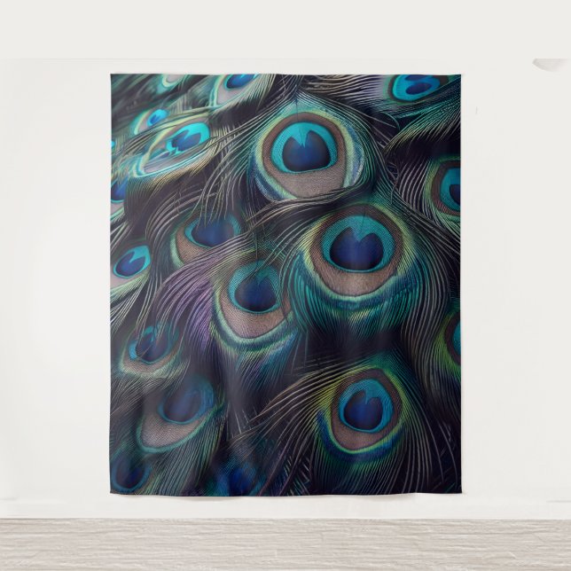 Peacock Feather motif Schließen Wandteppich (Vorderseite)