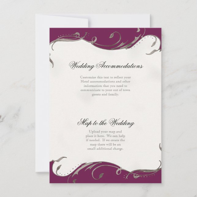 Peacock Feather n Wirbel - Empfang, Karte, Hotel Einladung (Vorderseite)