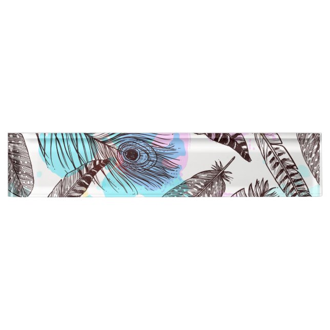 Peacock Feather Namensplakette (Vorderseite)