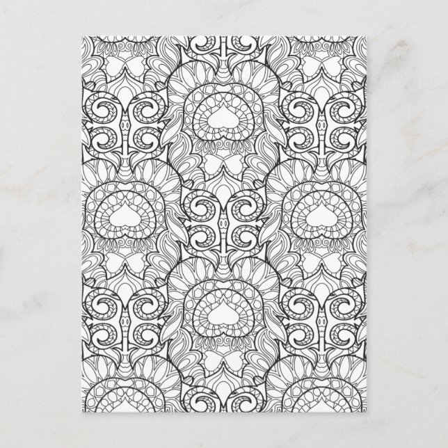 Peacock Feather Pattern Doodle Postkarte (Vorderseite)